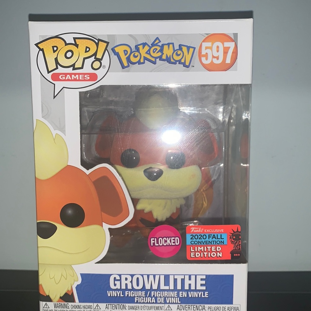 Pokémon flocked Growlithe Funko pop 2020 Fall convention limited edition